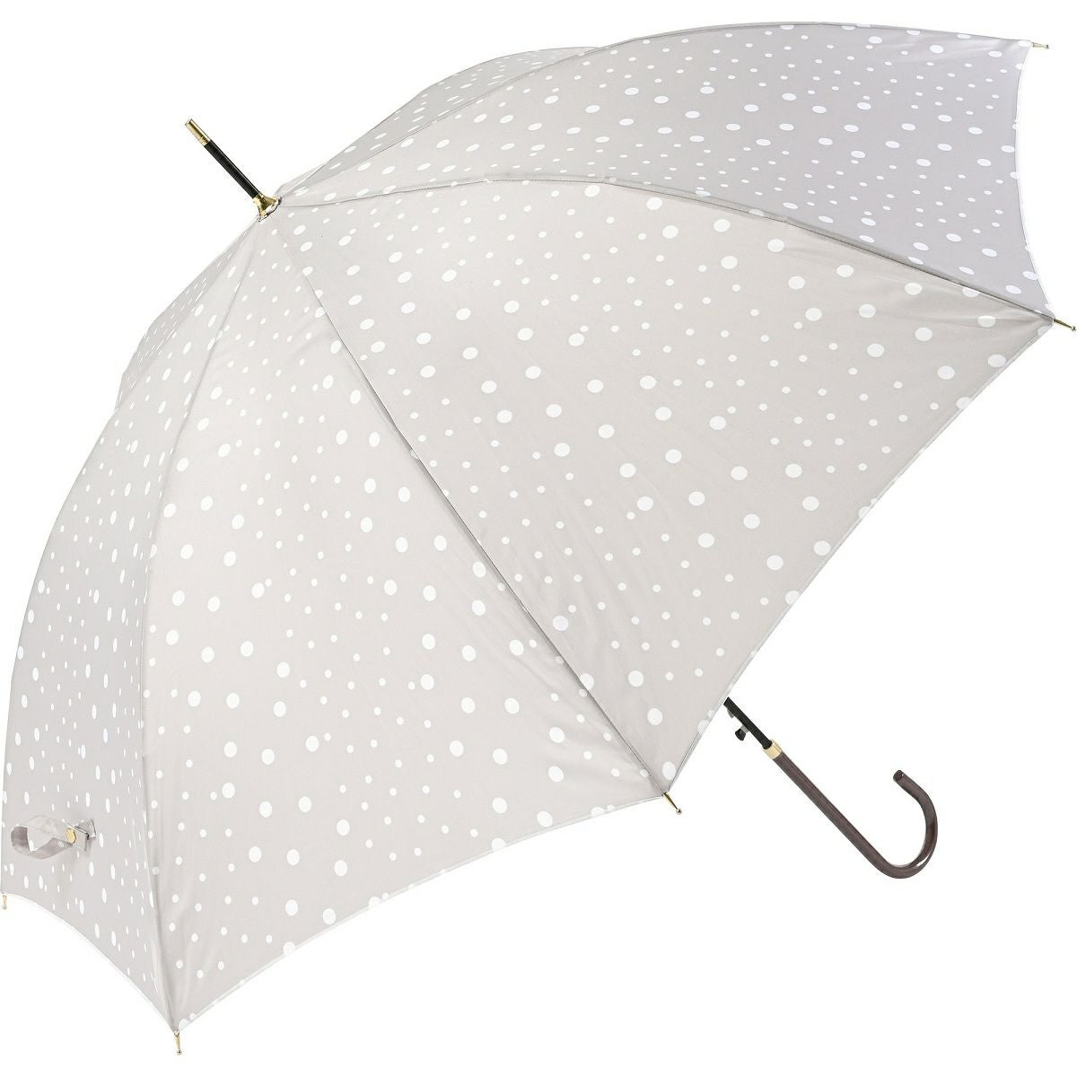 WRJ227 グレー マルチドット 耐風ジャンプ傘 レディース ワンプッシュ開閉