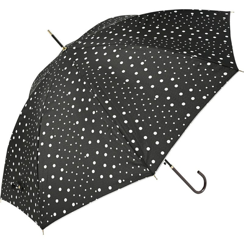 WRJ227 ブラック マルチドット 耐風ジャンプ傘 レディース ワンプッシュ開閉