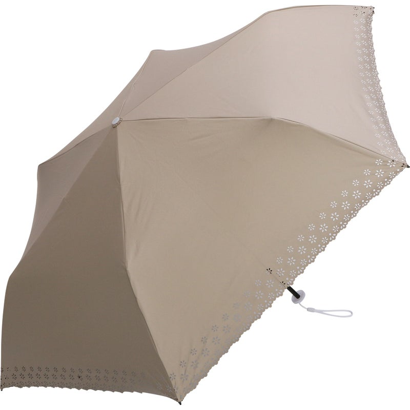 assa公式 FM637 小花ヒートダウン 折りたたみ日傘 ベージュ 超撥水 UVカット