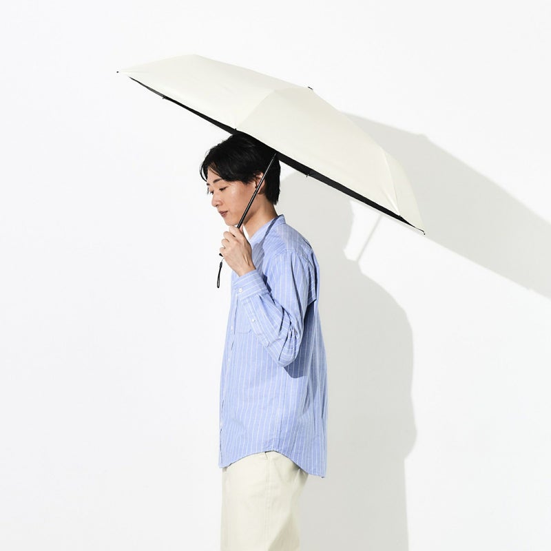 assa公式 AM544 メンズ 折りたたみ傘 ベージュ 無地 完全遮光 晴雨兼用 軽量