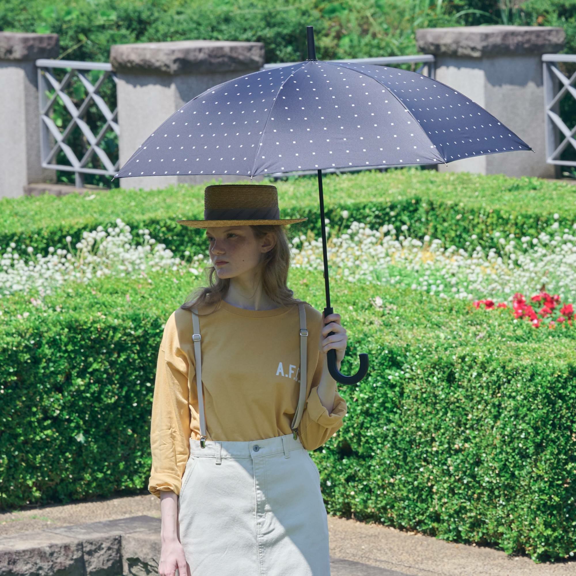 日傘 スクエアドット 《ALL IN UMBRELLA》 ユニセックス 晴雨兼用 長傘