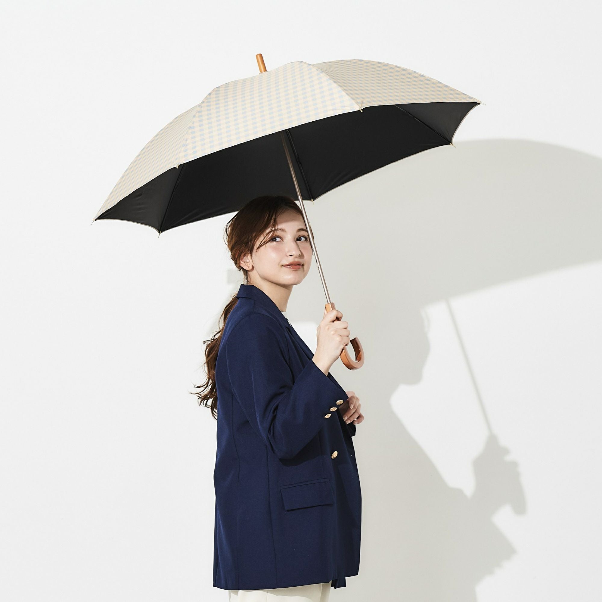 日傘 ギンガムチェック 《ALL IN UMBRELLA》 晴雨兼用 長傘 AL886