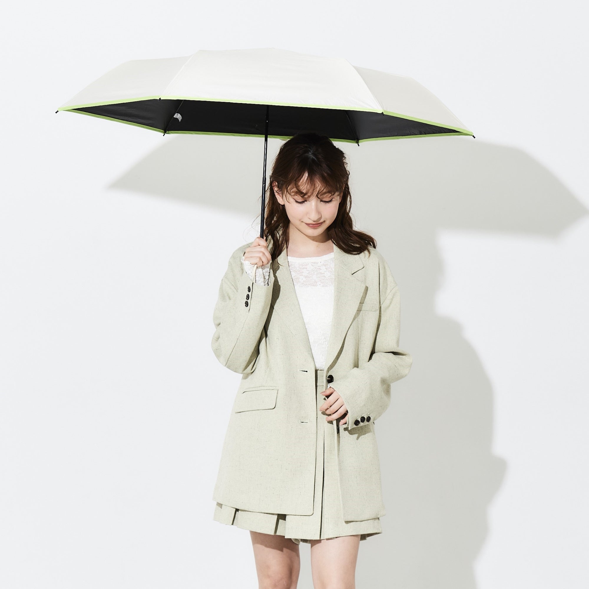 アリスさま専用KanazawaPOLES 113cm 30cm グレー×ベージュ ALL IN UMBRELLA／LADIES 折りたたみ傘 | ASCENTE Online Store