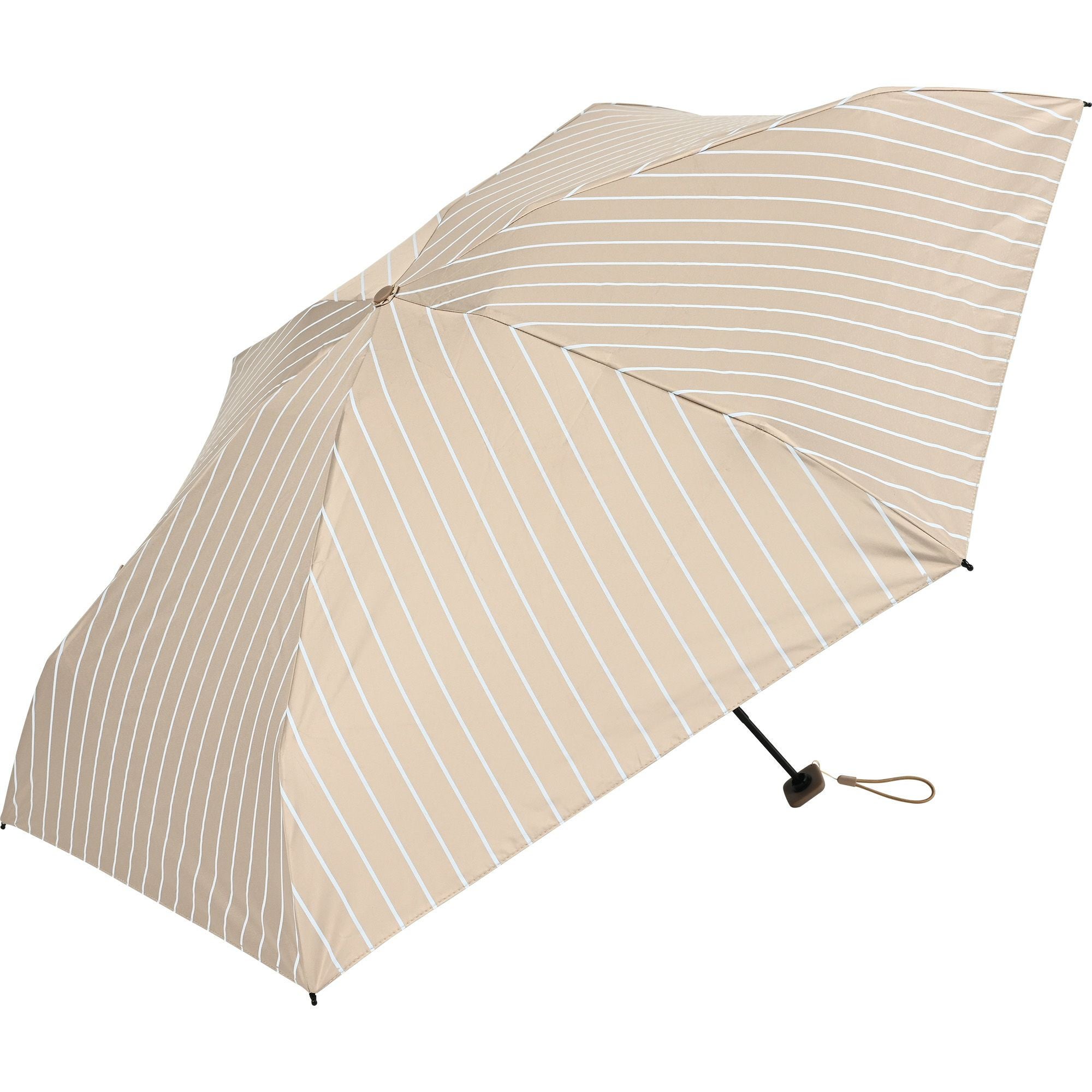 日傘 ストライプ 《ALL IN UMBRELLA》 ポーチ付き 晴雨兼用 折りたたみ