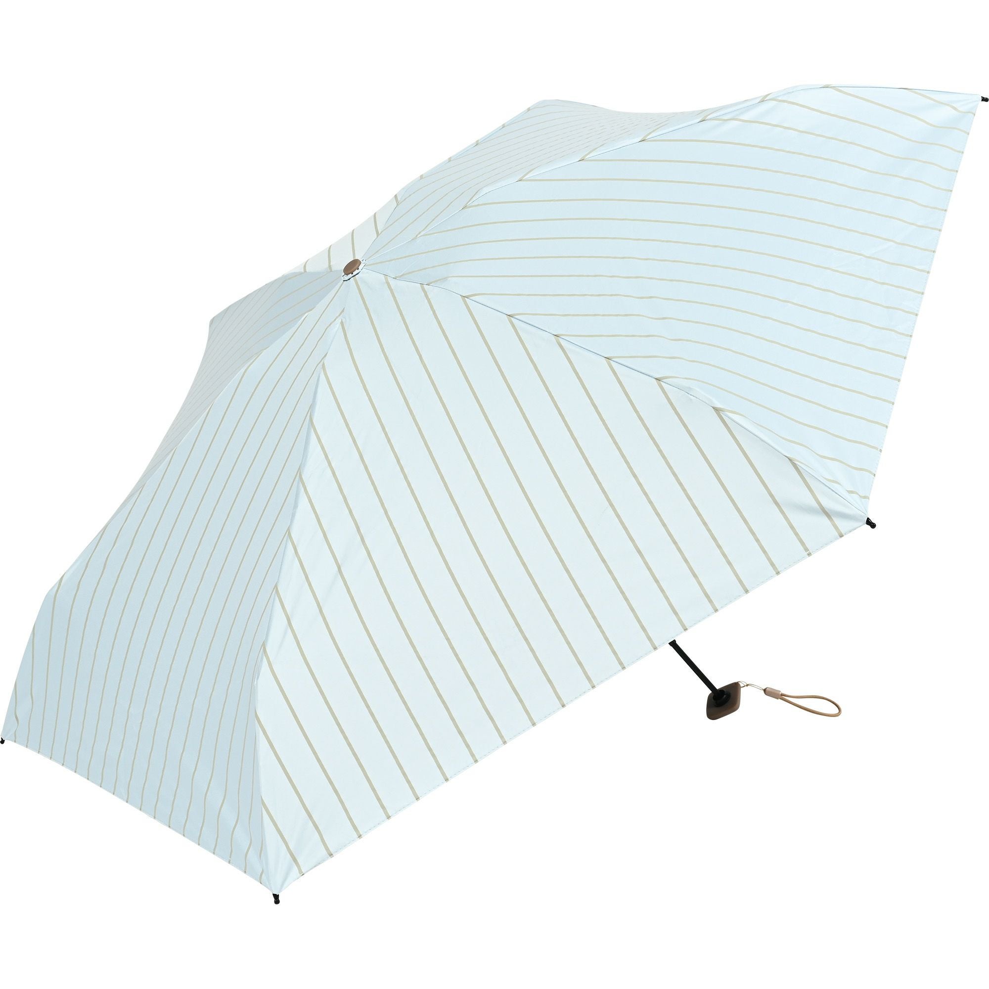 日傘 ストライプ 《ALL IN UMBRELLA》 ポーチ付き 晴雨兼用 折りたたみ